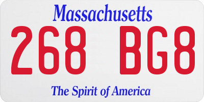 MA license plate 268BG8