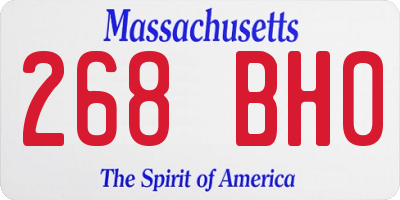 MA license plate 268BH0