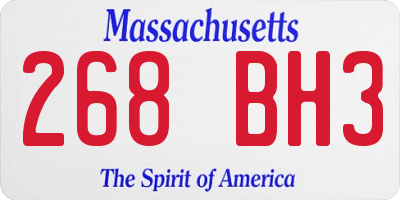 MA license plate 268BH3