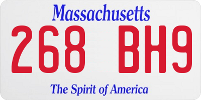MA license plate 268BH9