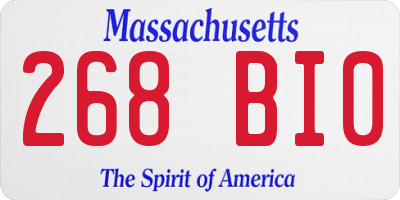 MA license plate 268BI0