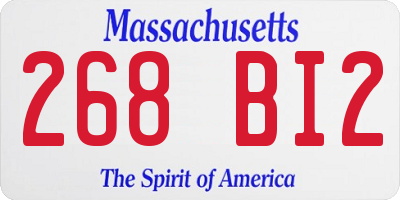 MA license plate 268BI2