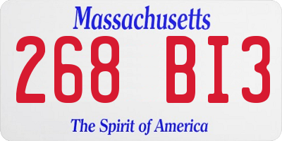 MA license plate 268BI3