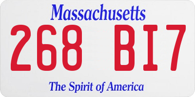 MA license plate 268BI7