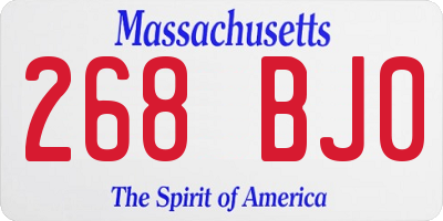 MA license plate 268BJ0