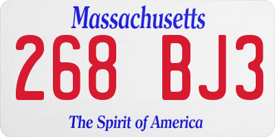 MA license plate 268BJ3