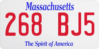 MA license plate 268BJ5