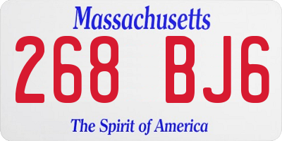MA license plate 268BJ6