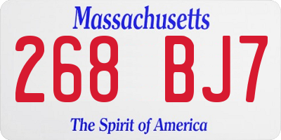MA license plate 268BJ7