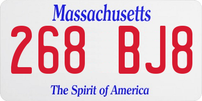 MA license plate 268BJ8