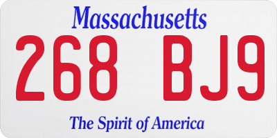 MA license plate 268BJ9