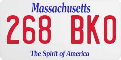 MA license plate 268BK0