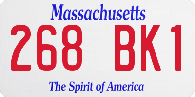 MA license plate 268BK1