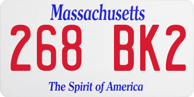 MA license plate 268BK2