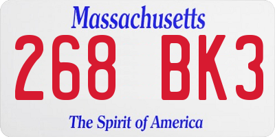 MA license plate 268BK3