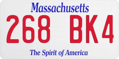 MA license plate 268BK4