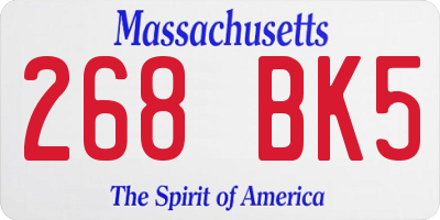 MA license plate 268BK5