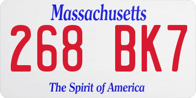 MA license plate 268BK7