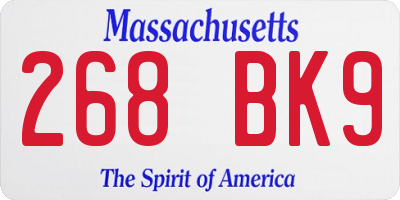 MA license plate 268BK9