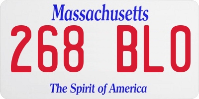 MA license plate 268BL0