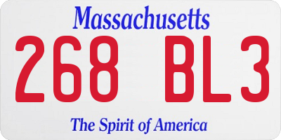 MA license plate 268BL3