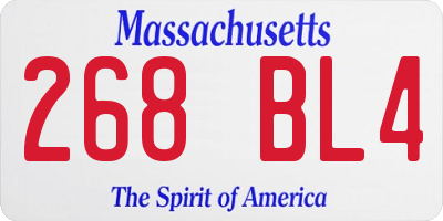 MA license plate 268BL4