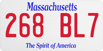 MA license plate 268BL7