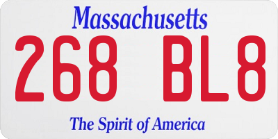 MA license plate 268BL8
