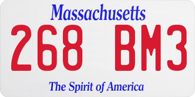 MA license plate 268BM3