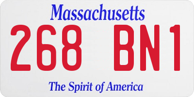 MA license plate 268BN1