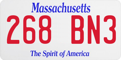 MA license plate 268BN3