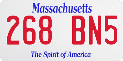 MA license plate 268BN5