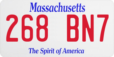 MA license plate 268BN7