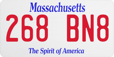 MA license plate 268BN8