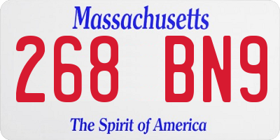 MA license plate 268BN9