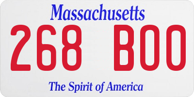 MA license plate 268BO0