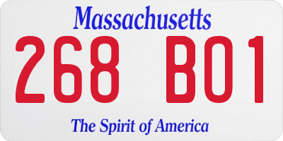 MA license plate 268BO1
