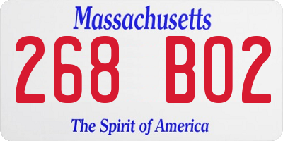 MA license plate 268BO2