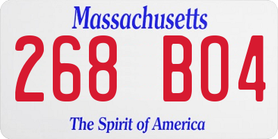 MA license plate 268BO4