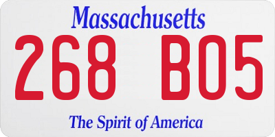 MA license plate 268BO5