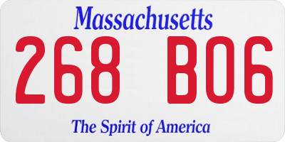 MA license plate 268BO6