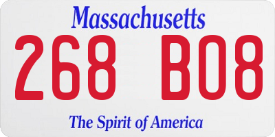 MA license plate 268BO8