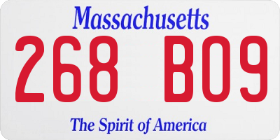 MA license plate 268BO9