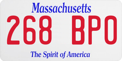 MA license plate 268BP0