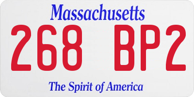 MA license plate 268BP2