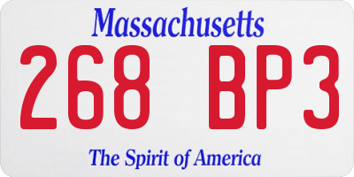 MA license plate 268BP3