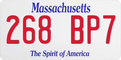 MA license plate 268BP7