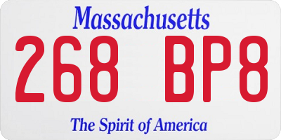 MA license plate 268BP8