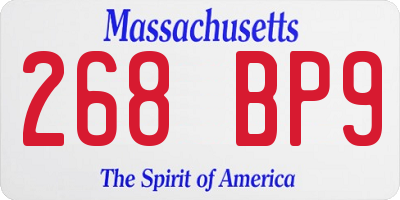 MA license plate 268BP9