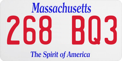 MA license plate 268BQ3